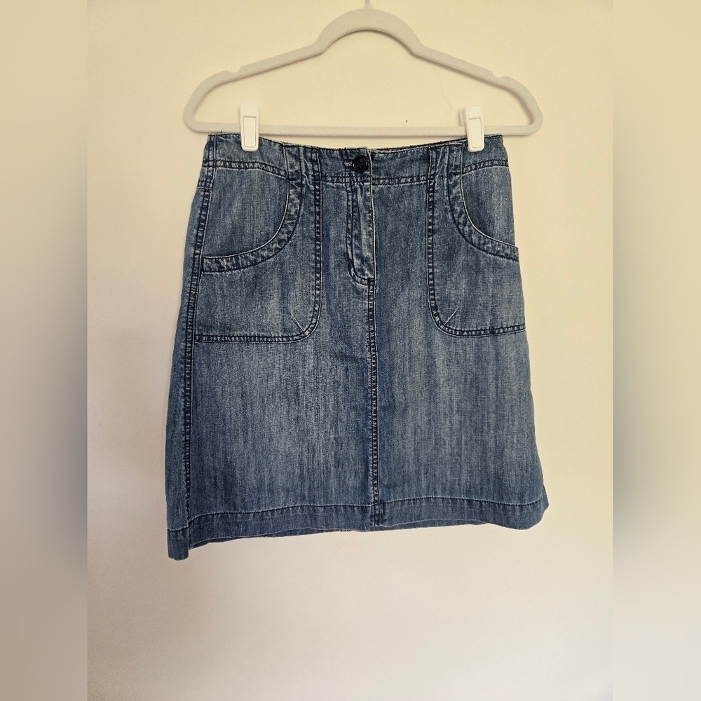 Talbots Petites 100% Cotton Classic Denim A-Line Jean Skirt | Size 6